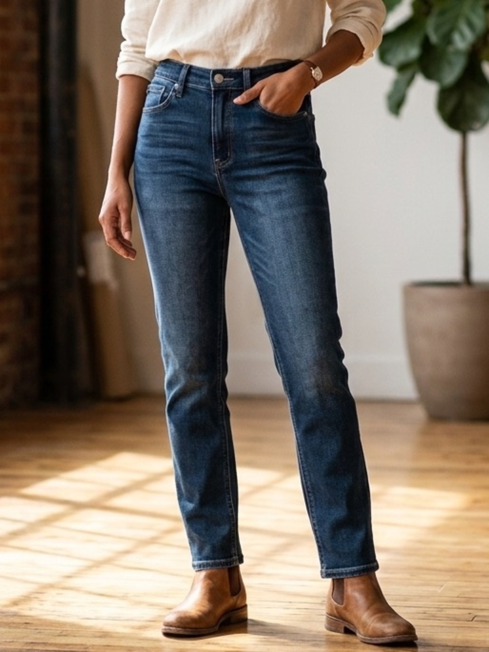 KanCan Adaline High Rise Slim Straight Jeans Dark Wash - Size 27